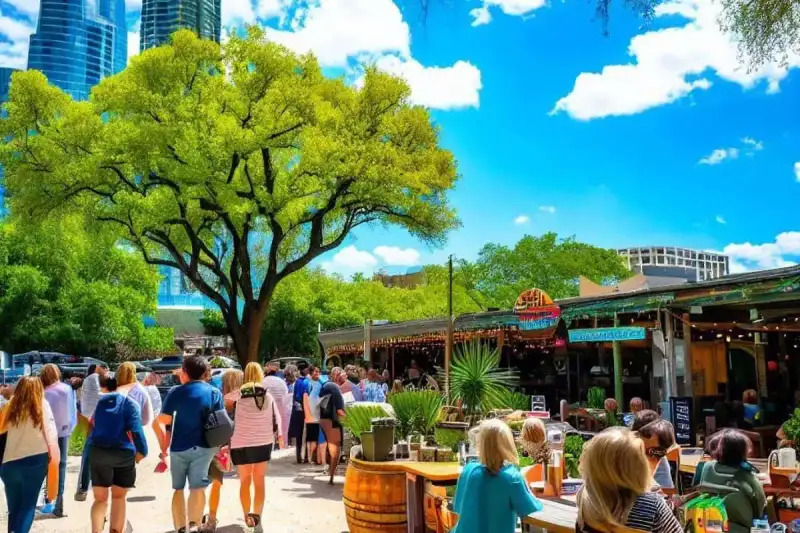 Guided culinary group sampling Texas brisket and breakfast tacos in Downtown Austin