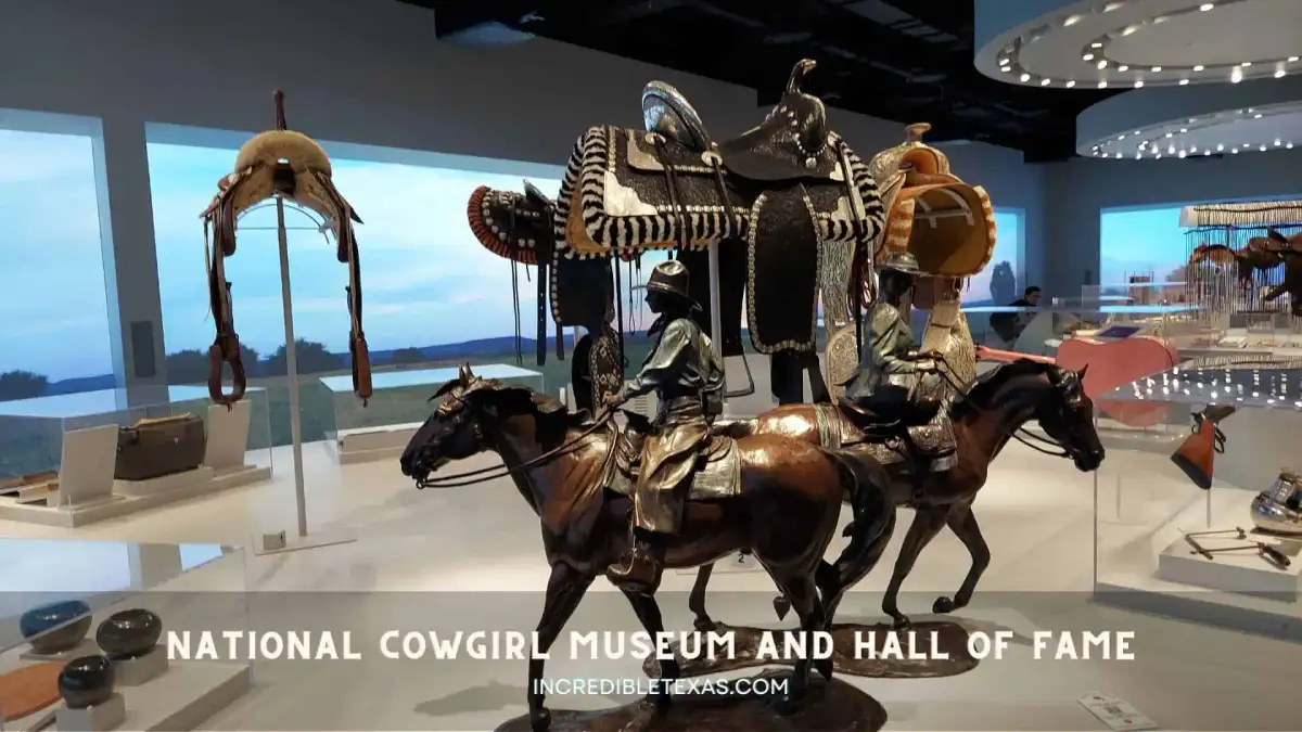 Exterior facade and western relief panels of the National Cowgirl Museum and Hall of Fame building in Fort Worth