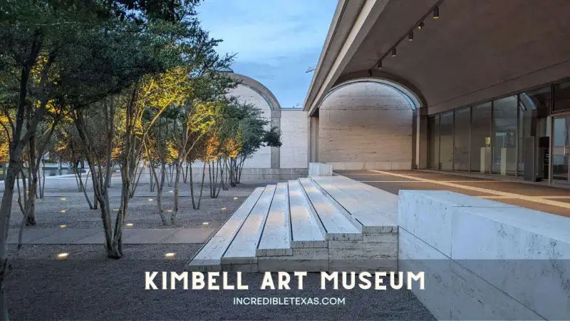 Louis Kahn Building facade and reflecting pool at the Kimbell Art Museum in Fort Worth