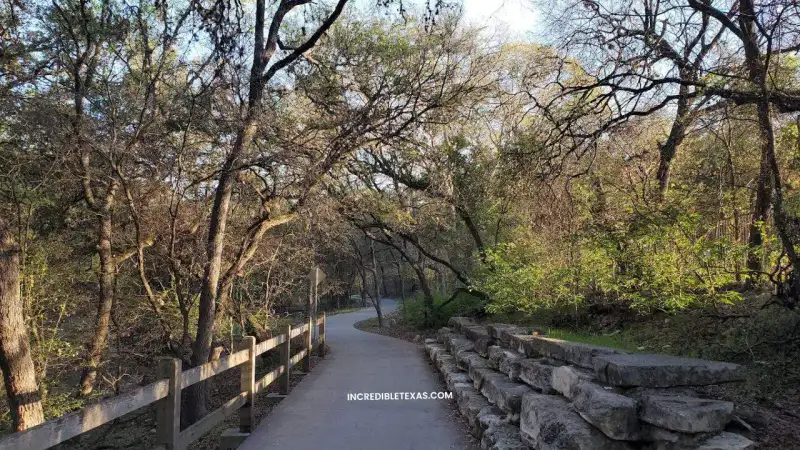 Aerial view of the Robert L.B. Tobin Land Bridge and walking trails at Phil Hardberger Park in San Antonio