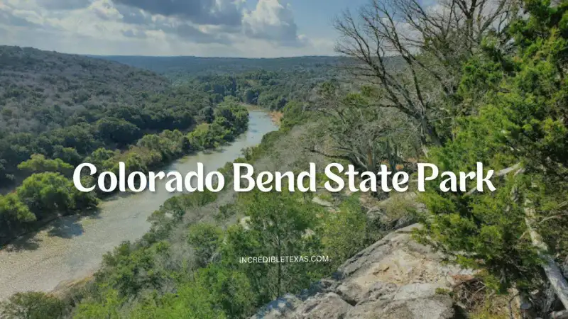 Rugged canyon landscape and limestone bluffs at Colorado Bend State Park in Texas