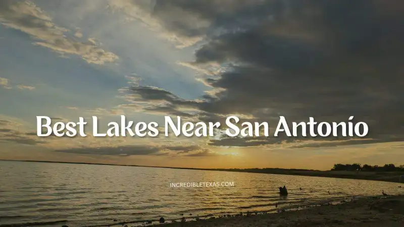 Scenic limestone shoreline and clear turquoise water at Canyon Lake near San Antonio