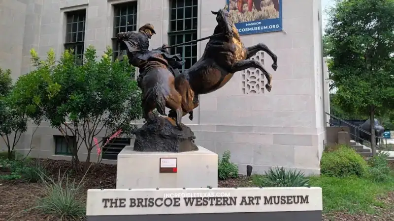 Bronze cowboy sculptures outside the Briscoe Western Art Museum along the San Antonio River Walk