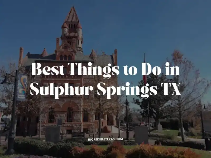 Celebration Plaza and historic courthouse square in downtown Sulphur Springs Texas