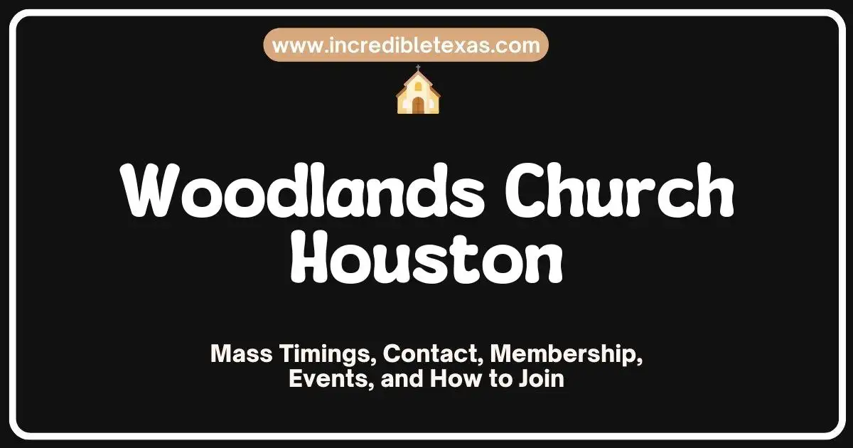 Exterior view of Woodlands Church campus building and fountain grounds in The Woodlands TX