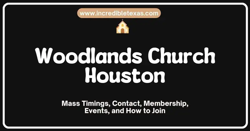 Exterior view of Woodlands Church campus building and fountain grounds in The Woodlands TX