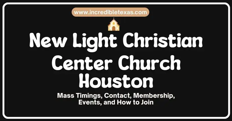 Exterior view of New Light Christian Center Church building and entrance in North Houston Texas