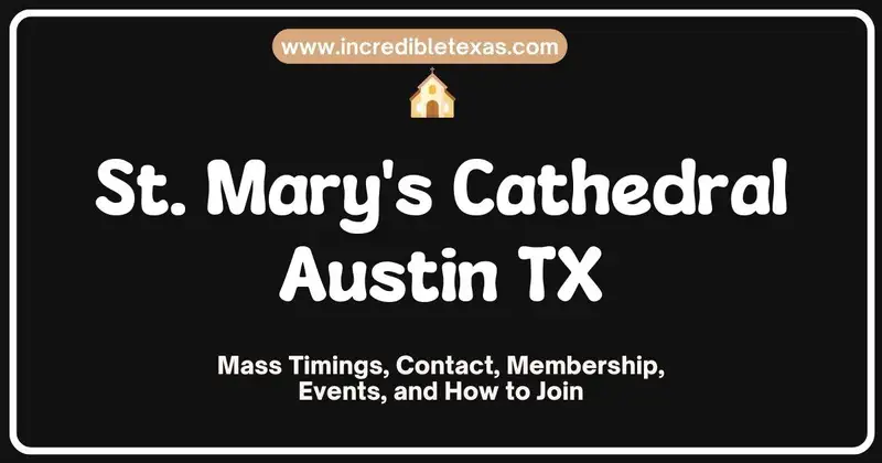 Gothic Revival native limestone facade and bell tower of Saint Mary Cathedral in downtown Austin Texas