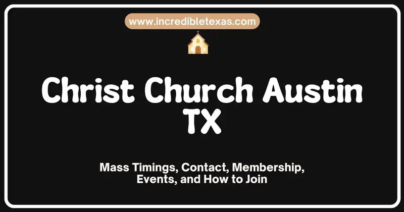 Exterior view of Christ Church in Austin, TX, showcasing its stunning architecture and welcoming entrance, surrounded by lush greenery, highlighting the church