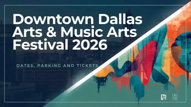 Lawn and city skyline view of Main Street Garden Park during the Downtown Dallas Arts and Music Festival