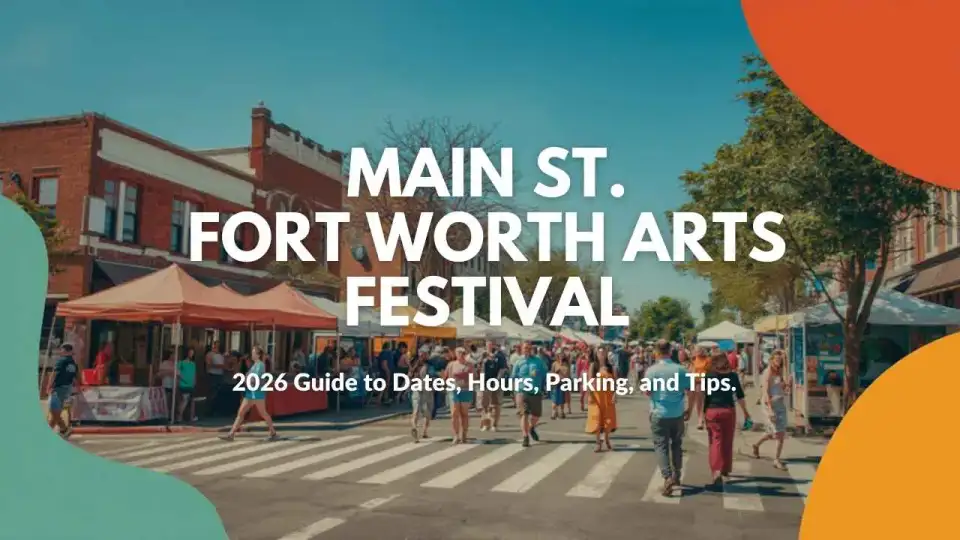Crowds browsing juried outdoor art stalls along Main Street during the Fort Worth Arts Festival