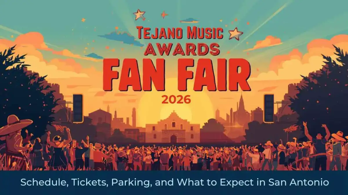 Tejano music artists and spectators gathered outdoors at Hemisfair in downtown San Antonio