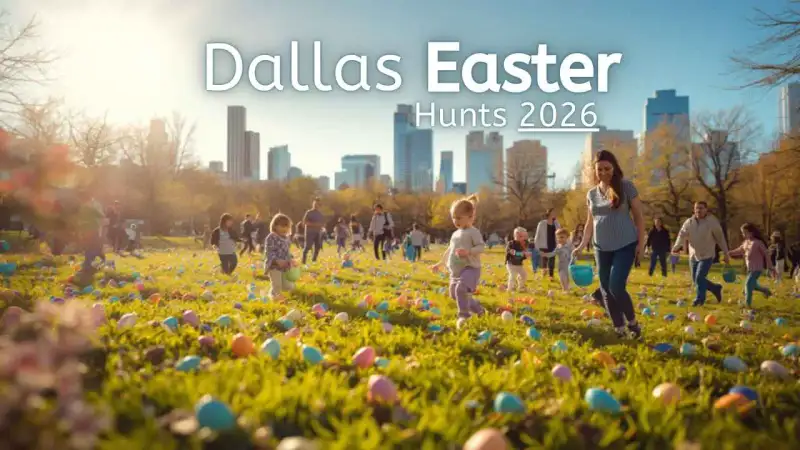 Children collecting colorful eggs across green lawns during spring festivities in Dallas Texas