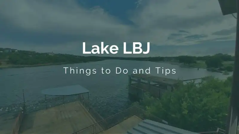 Motorboat navigating the calm waters and shoreline docks along Lake LBJ in Texas