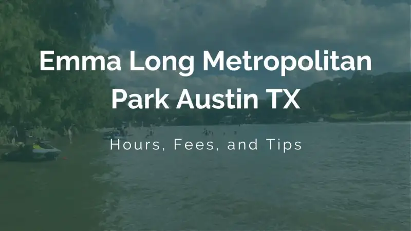Shaded shoreline picnic sites, campsites, and sandy beach along Lake Austin at Emma Long Metropolitan Park