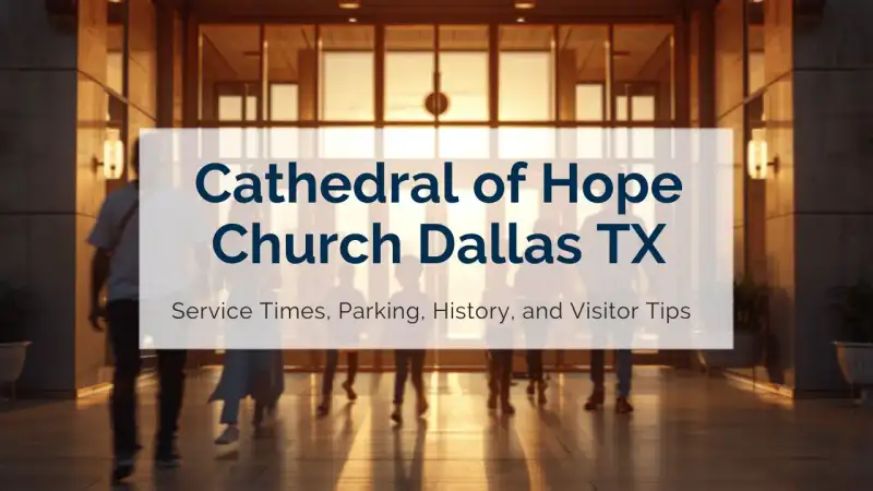 Exterior curving facade and bell plaza of the Cathedral of Hope campus in Dallas Texas