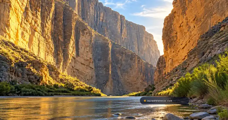 Rio Grande winds between the limestone walls of Santa Elena Canyon in Big Bend