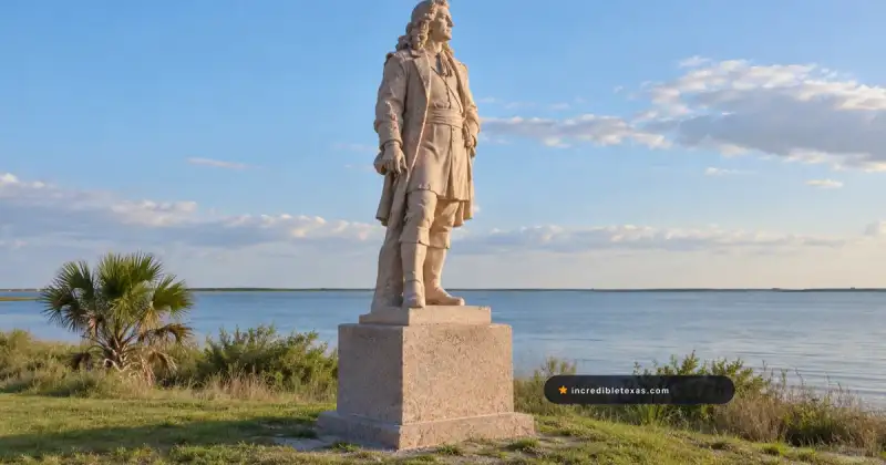 La Salle Monument beside Matagorda Bay at historic Indianola, Texas