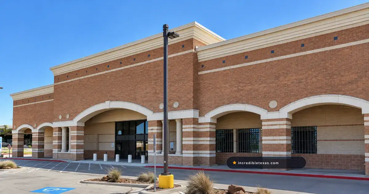 The Village Church Flower Mound campus, with red-brick arches and a recessed glass entrance on Justin Road