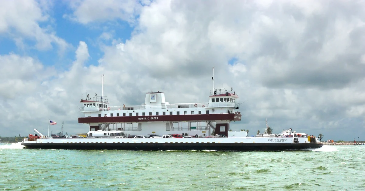TxDOT Galveston-Port Bolivar ferry crossing the ship channel