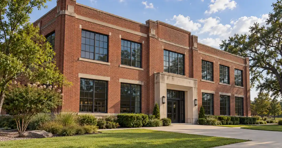 Red-brick W.K. Gordon Center for Industrial History in Thurber, Texas
