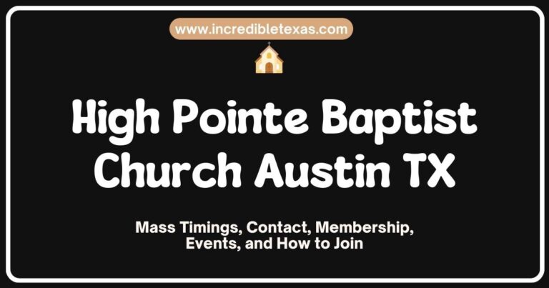 Exterior view of High Pointe Baptist Church in Austin, TX, showcasing its welcoming architecture and serene landscape, perfect for community gatherings and worship services. This vibrant church embodies the spirit of faith and fellowship in the heart of Austin, making it a central hub for spiritual growth and outreach activities.