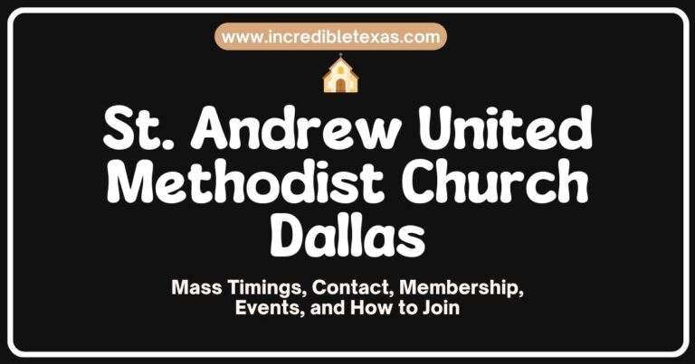 Exterior view of St. Andrew United Methodist Church in Dallas, featuring its iconic architecture and welcoming entrance, surrounded by lush greenery, symbolizing community and faith. Ideal for discussions on Dallas churches, Methodist congregations, and local worship spaces.