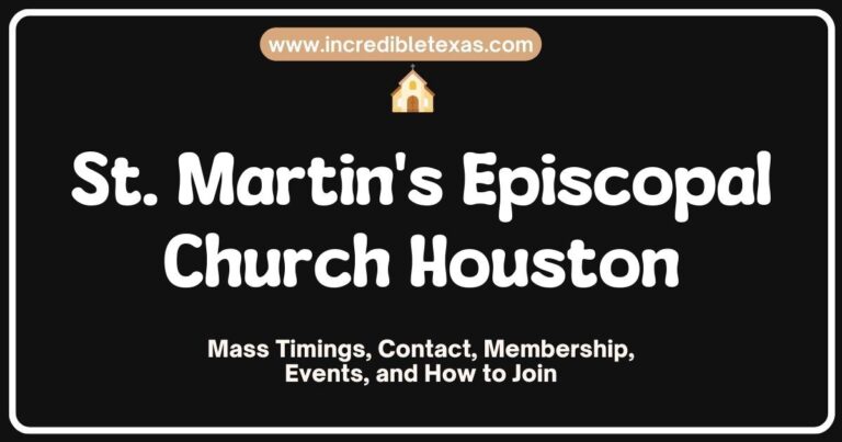 Exterior view of St. Martin's Episcopal Church in Houston, showcasing its stunning architecture, beautiful stained glass windows, and lush landscaped gardens, illustrating the vibrant community and spiritual life at this prominent Houston church.